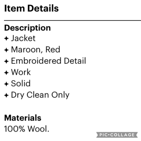 Harve Benard Wool Monogram Maroon Blazer Jacket - Picture 3 of 3